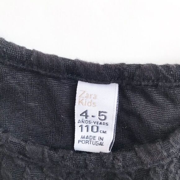 Zara black textured dress EUC 4-5T - Picture 4 of 5
